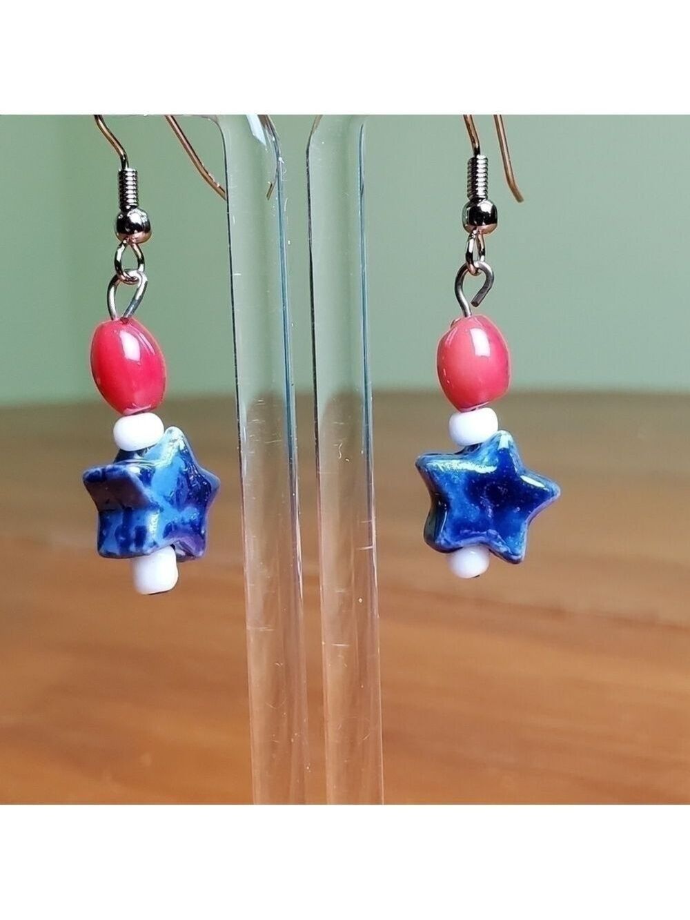 NWOT red, white, and blue earrings